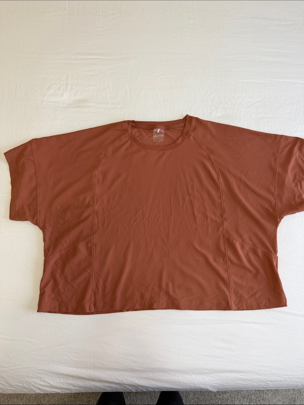 CALIA by Carrie Underwood Oversized Ribbed Top — Rust Brown, Size